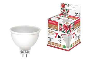Лампа светодиодная TDM MR16-7 Вт-230 В-3000 К–GU5,3 Народная - Светильники - Лампы - . Магазин оборудования для автономного и резервного электропитания Ekosolar.ru в Пензе