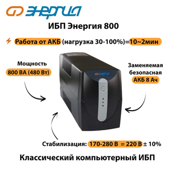 Энергия ИБП 800 - ИБП и АКБ - ИБП для компьютера - . Магазин оборудования для автономного и резервного электропитания Ekosolar.ru в Пензе