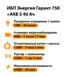 ИБП Энергия Гарант 750 + Аккумулятор S 40 Ач - 12В (450Вт - 49мин) - ИБП и АКБ - ИБП для котлов - . Магазин оборудования для автономного и резервного электропитания Ekosolar.ru в Пензе