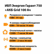 ИБП для котла Энергия Гарант 750 + Аккумулятор Grid 100 Ah 12 v (450Вт - 122мин) - ИБП и АКБ - ИБП для котлов - . Магазин оборудования для автономного и резервного электропитания Ekosolar.ru в Пензе