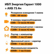 ИБП для котла Энергия Гарант 1000 + Аккумулятор 75 Ач 12 В (600Вт - 68мин) - ИБП и АКБ - ИБП для котлов - . Магазин оборудования для автономного и резервного электропитания Ekosolar.ru в Пензе