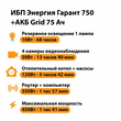 ИБП для котла Энергия Гарант 750 + Аккумулятор Grid 75 Ah 12 v (450Вт - 91мин) - ИБП и АКБ - ИБП для котлов - . Магазин оборудования для автономного и резервного электропитания Ekosolar.ru в Пензе
