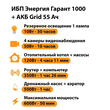 ИБП для котла Энергия Гарант 1000 + Аккумулятор Grid 55 Ah 12 v (600Вт - 50мин) - ИБП и АКБ - ИБП для котлов - . Магазин оборудования для автономного и резервного электропитания Ekosolar.ru в Пензе